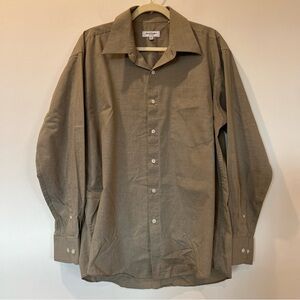 Vtg Yves Saint Laurent Button Down Shirt Brown 17/34-35 XL